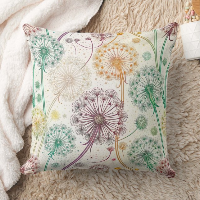 Rainbow Dandelion Breeze - Whimsical Blommigt Kudde (Filt)