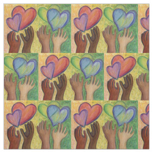Rainbow DEI Kärlek Hearts Material Art Fabric Tyg