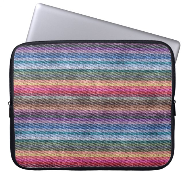 Rainbow Denim Mönster Laptop Fodral (Framsidan)