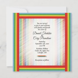 Rainbow Denim Ribbon bröllopsinbjudan Inbjudningar