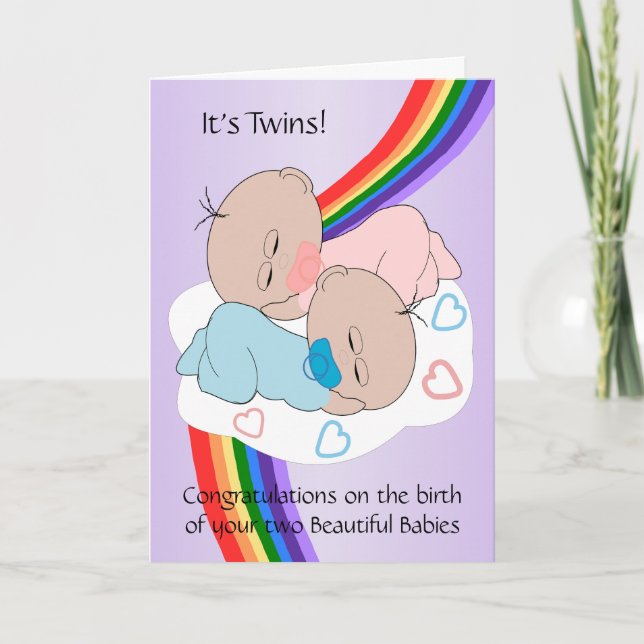 Rainbow Design New Born Baby Twillingar Kort (Framsida)