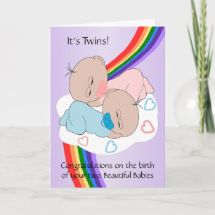 Rainbow Design New Born Baby Twillingar Kort
