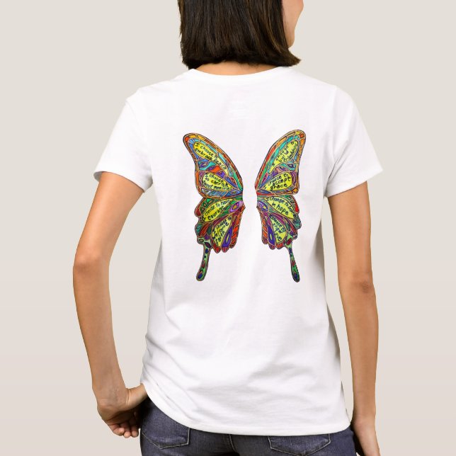 Rainbow Diabetes My Life My Choice Butterfly Shirt T Shirt (Baksida)