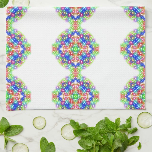 Rainbow Diamond Mönster Boho Kitchen/Bath Towel Kökshandduk (Vikta)