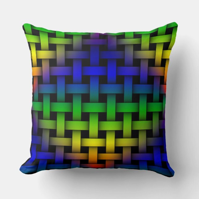 Rainbow Diamond Red Gult Grönt Blue Weave Pillow Kudde (Framsida)