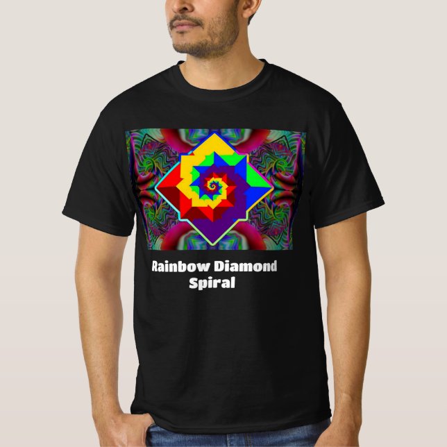 Rainbow Diamond Spiral (du kan ändra ord) T Shirt (Framsida)