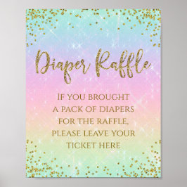 Rainbow Diaper Raffle Bord Sign Poster