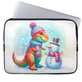 Rainbow Dino Winter Wonderland Laptop Fodral