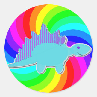 Rainbow Dinosaur Blue Stegosaurus Runt Klistermärke