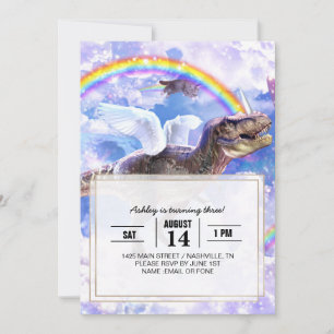 Rainbow dinosaur unicorn dinocorn inbjudningar
