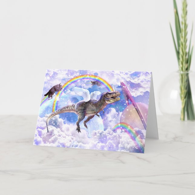 Rainbow dinosaur unicorn dinocorn kort (Framsida)