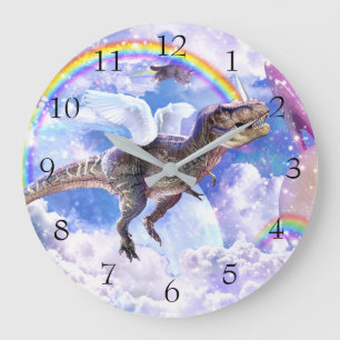 Rainbow dinosaur unicorn dinocorn stor klocka