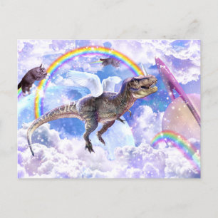 Rainbow dinosaur unicorn dinocorn vykort