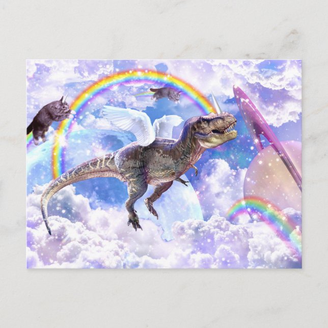 Rainbow dinosaur unicorn dinocorn vykort (Framsida)