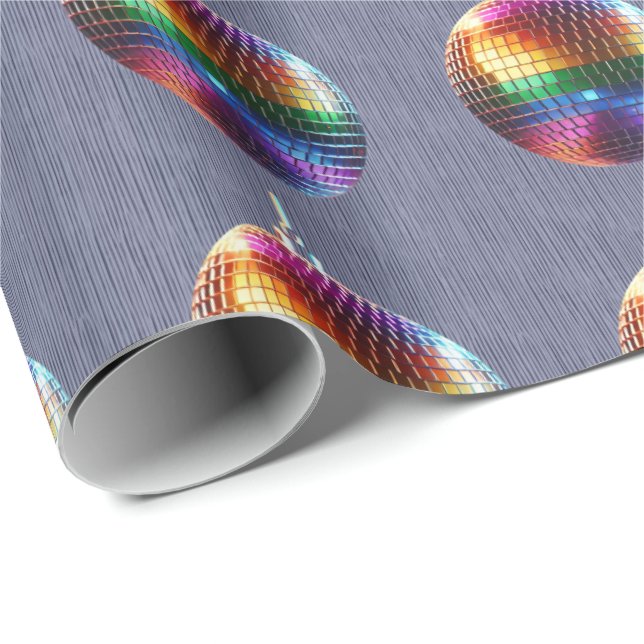 Rainbow Disco Boll Gift Wrap Presentpapper (Rullad Hörn)