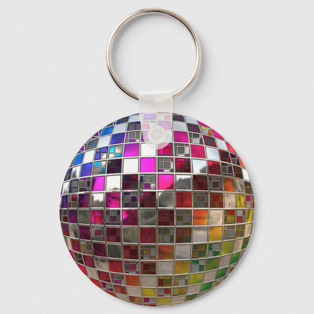 Rainbow Disco Boll Spegel Nyckelring (Framsida)