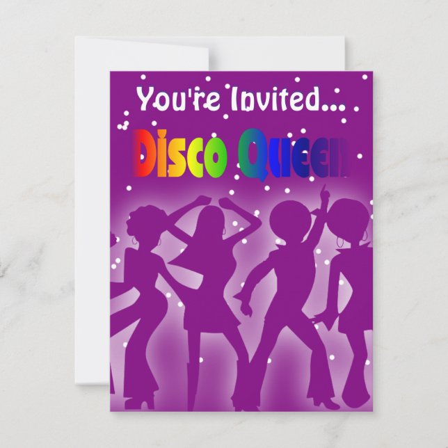 Rainbow Disco Queen | Retro Dancers Lila Inbjudningar (Framsida)