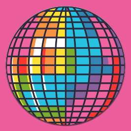 Rainbow Disco Spegel Boll Groovy Dance Party Funky Runt Klistermärke