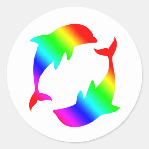 Rainbow Dolphins Runt Klistermärke