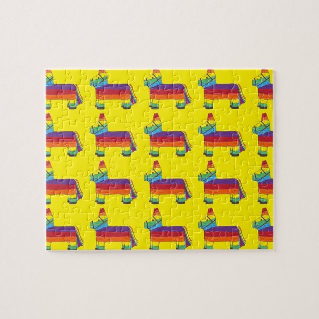 Rainbow Donkey Piñata Fiesta Födelsedagsfest Pride Pussel (Horisontell)