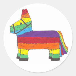 Rainbow Donkey Piñata Födelsedagsfest Fiesta Pride Runt Klistermärke