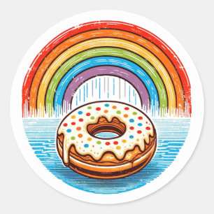 Rainbow Donut Runt Klistermärke