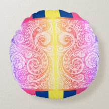 Rainbow Doodle Art Golv Pillow