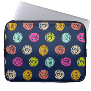 Rainbow Doodle Dot Confetti on Navy Wrapping Pappe Laptop Fodral