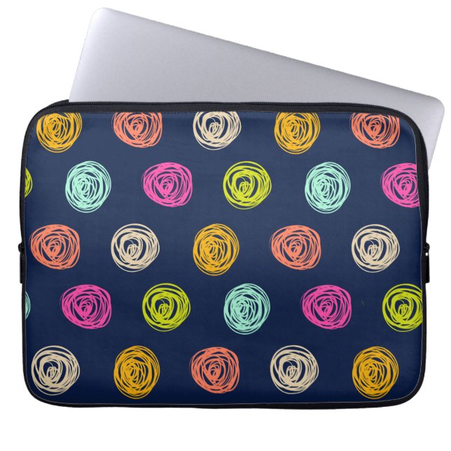 Rainbow Doodle Dot Confetti on Navy Wrapping Pappe Laptop Fodral (Framsidan)