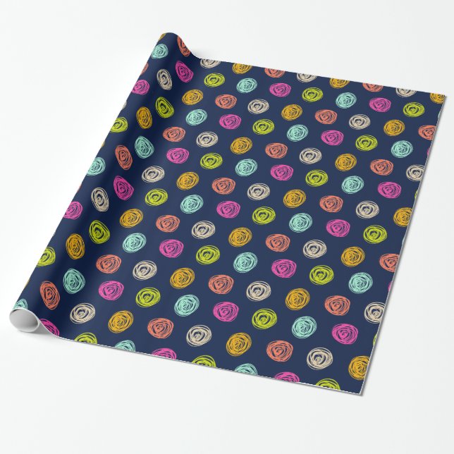 Rainbow Doodle Dot Confetti på flottan Presentpapper (Utrullad)