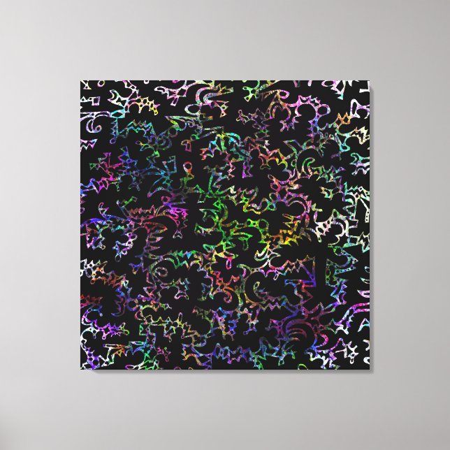 Rainbow Doodles Stretched Kanvastryck (Framsida)