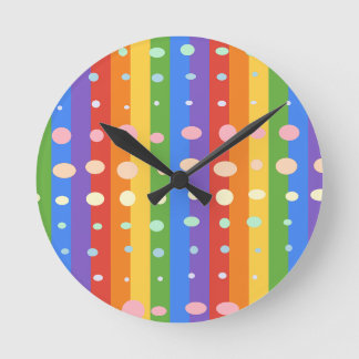 RAINBOW DOT STRIPES RUND KLOCKA