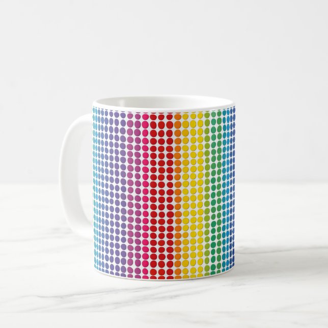 Rainbow Dots Mönster Kaffemugg (Framsida vänster)