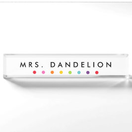 Rainbow Dots Teacher Acrylic