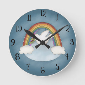 Rainbow Dove Wall Clock Rund Klocka
