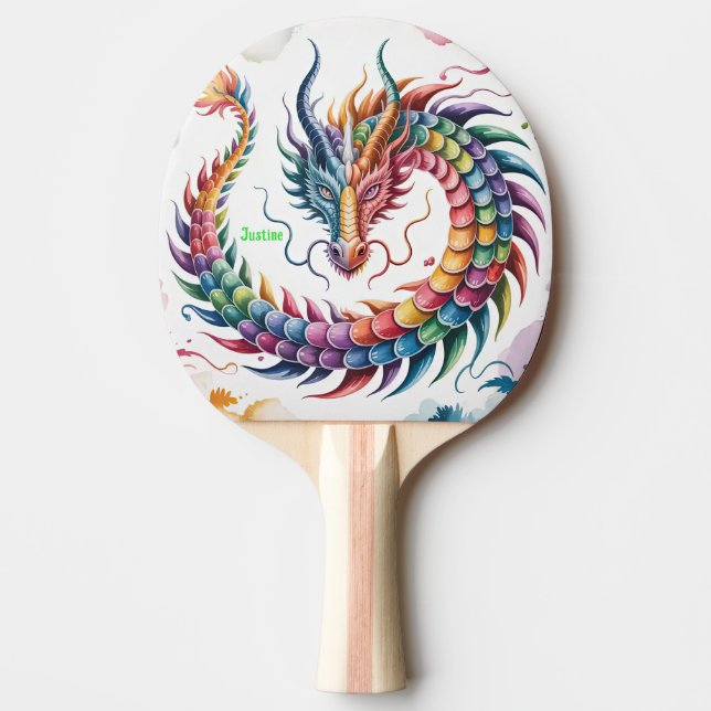 Rainbow Dragon Personalized Pingisracket (Framsidan)