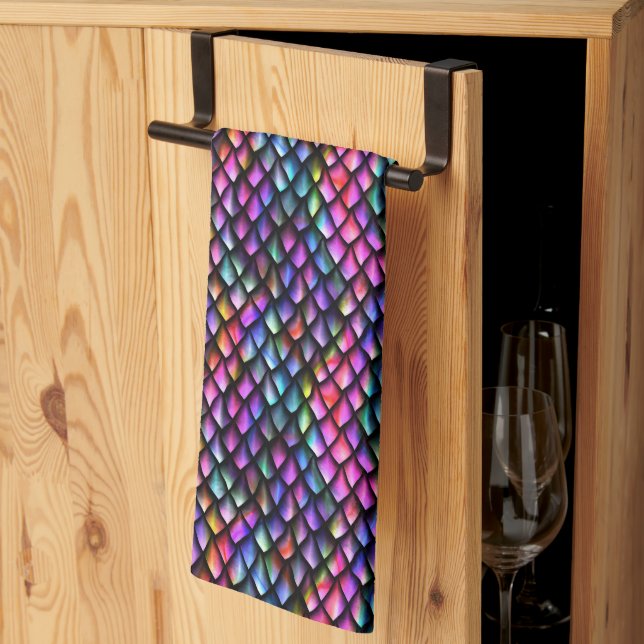 Rainbow Dragon Scales Kitchen Towel Kökshandduk (Thirds Fold)