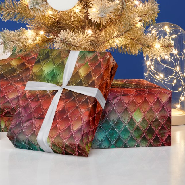 Rainbow Dragon Scales Presentpapper (Helgdagar)