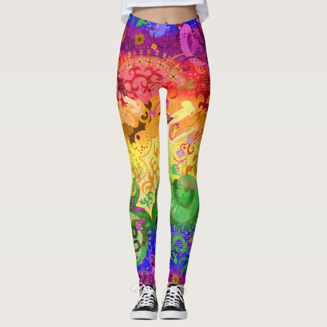 Rainbow Dragon Snake Fantasy Queen Pride Flagga Leggings (Framsida)