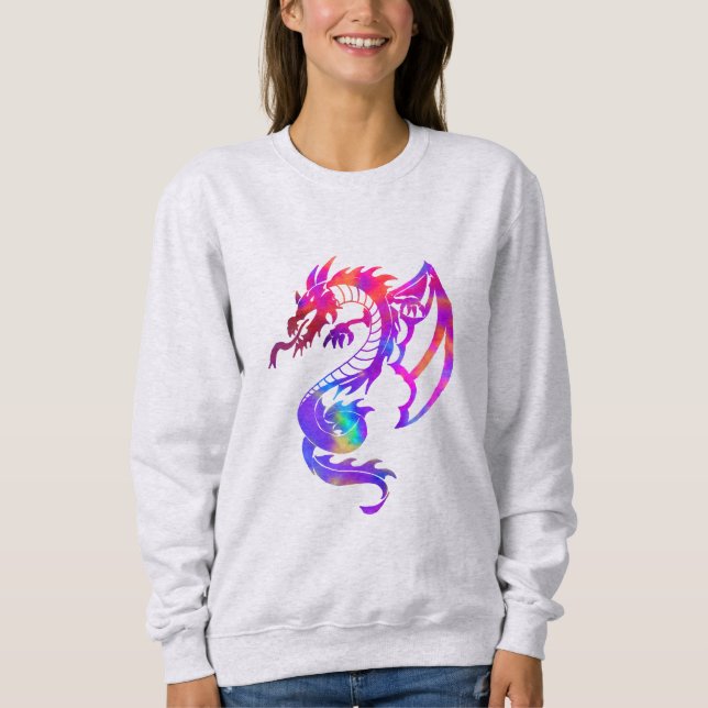 Rainbow Dragon Tribal Tattoo T Shirt (Framsida)