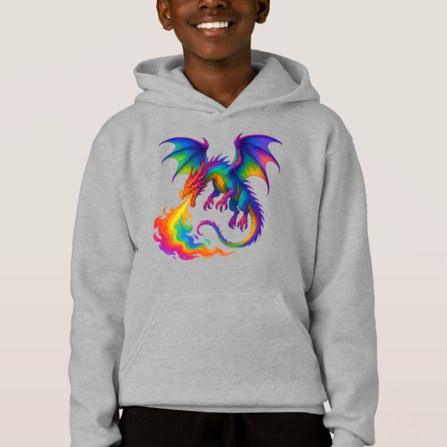 Rainbow draon andning färglös flamma fantasi t shirt (Framsida)