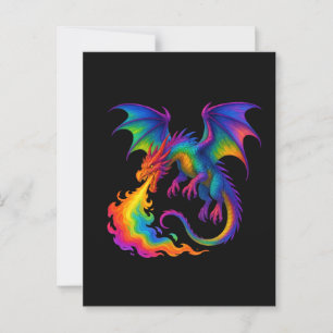 Rainbow draon andning färglös flamma fantasi vykort