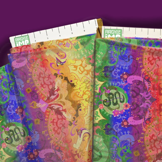 Rainbow draon damask gay pride flagga färg tyg (close-up with ruler)