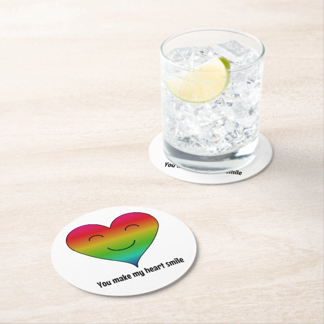 Rainbow du gör mitt hjärta le underlägg papper rund (Insitu)