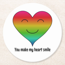 Rainbow du gör mitt hjärta le underlägg papper rund