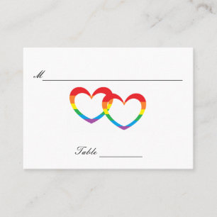 "Rainbow Dubbla Hearts" Guests Bord-kort Placeringskort