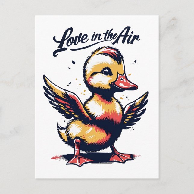 Rainbow Duckling Cupid Kärlek ligger i Luft Vykort (Framsida)