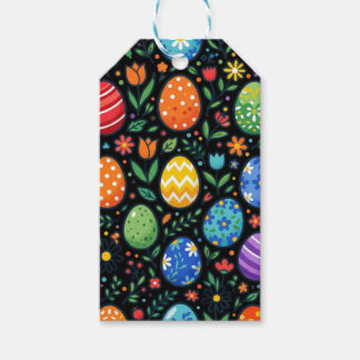 Rainbow Easter Eggs and Flowers Presentetikett
