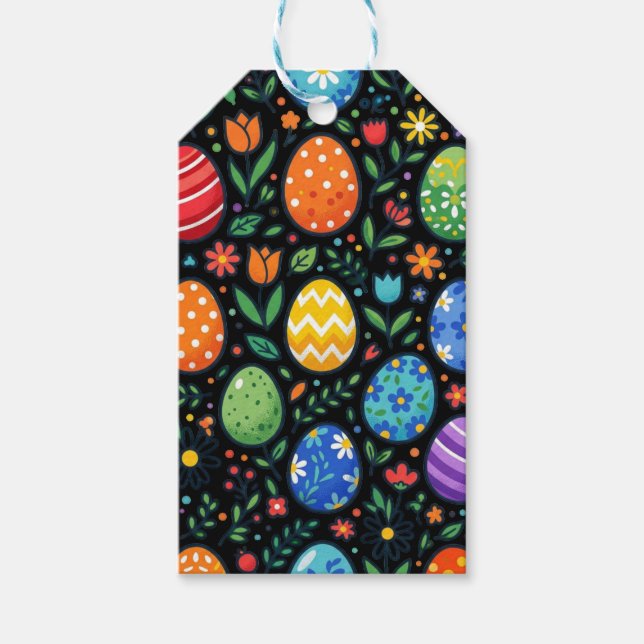 Rainbow Easter Eggs and Flowers Presentetikett (Framsidan)