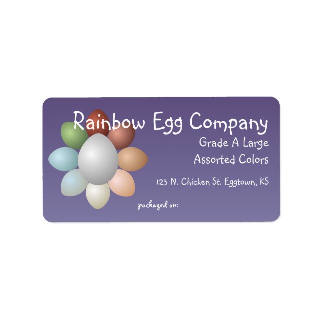 Rainbow Eggs Egg Carton Label Adressetikett (Framsidan)